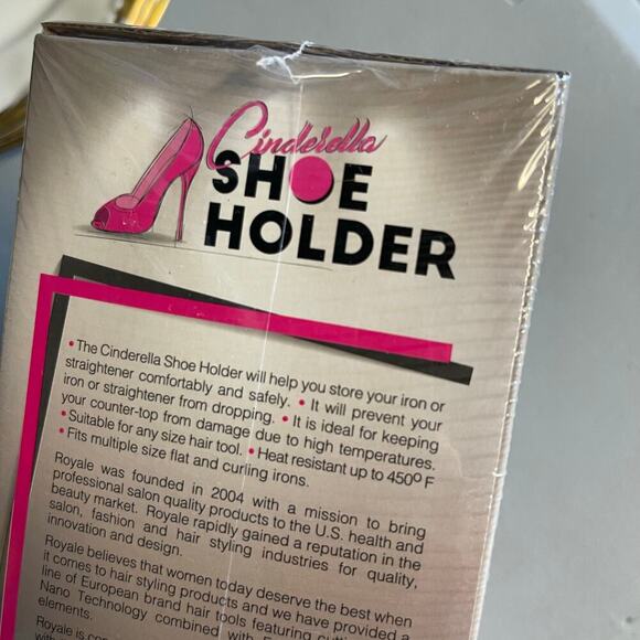 NWT ROYALE CINDERELLA Shoe Holder For Flat Iron Curly Iron Color PINK SEALED - Picture 3 of 4